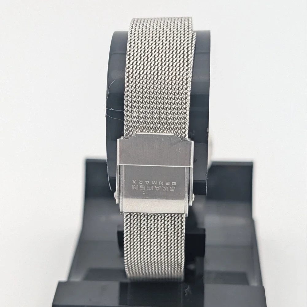 Skagen Denmark Nicoline Crystal Marker Dial Mesh Bracelet‎ Minimalist Watch SS